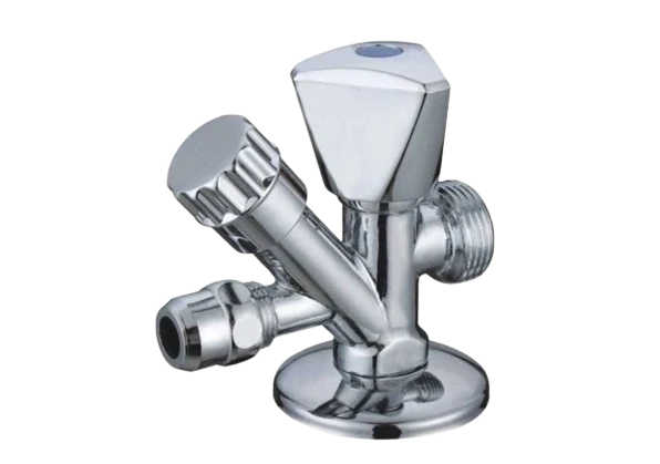 Kombinovaný rohový ventil 1/2" × 3/4" × 3/8" – ventil pro pračku, myčku a WC