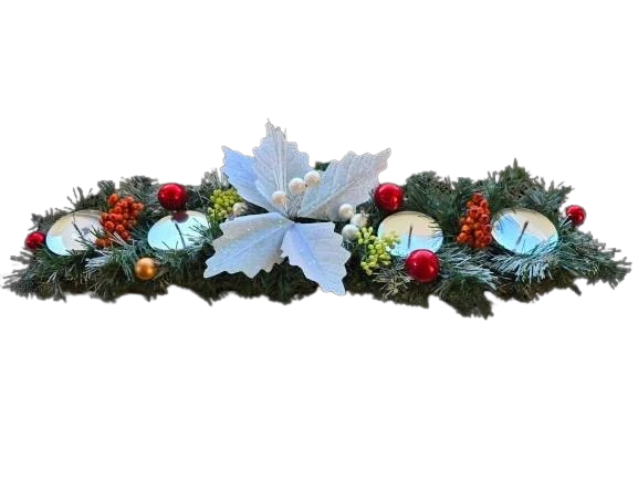 Adventní štola - vánoční, bílý desing