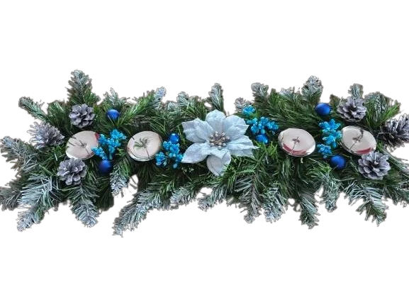 Adventní štola - vánoční, modrý desing