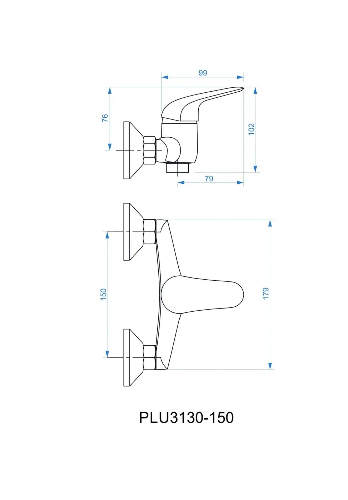 Nástěnná sprchová baterie PLUTO – chrom, bez sprchové sady
