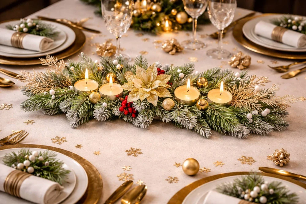 Adventní štola - vánoční, zlatý Design