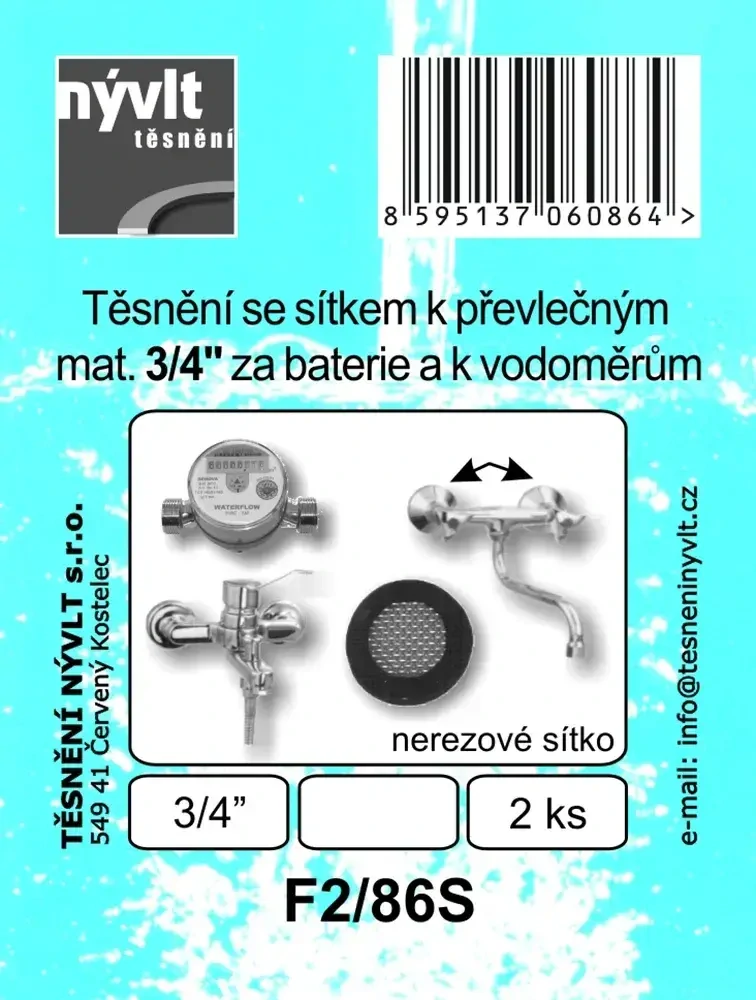 Těsnění 3/4″ pod matku nástěnné baterie – nerezové sítko