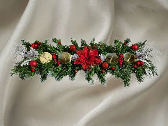 Adventní svícen, štola na stůl - vánoční, červená