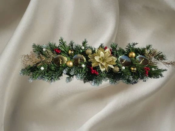 Adventní svícen, štola na stůl - vánoční, zlatá
