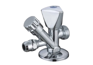 Kombinovaný rohový ventil 1/2" × 3/4" × 3/8" – ventil pro pračku, myčku a WC