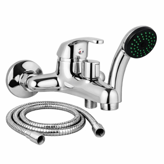 Chromová Vanová baterie 100 mm s příslušenstvím - sprchová hadice 150 cm, sprchová hlavice – Kompletní koupelnový set